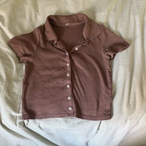 Brandy Melville brown Collared shirt